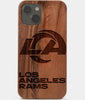 Carved Wood Los Angeles Rams iPhone 13 Case | Custom LA Rams Gift, Birthday Gift | Personalized Mahogany Wood Cover, Gifts For Him, Monogrammed Gift For Fan | by Engraved In Nature