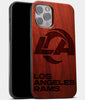 Best Wood Los Angeles Rams iPhone 13 Pro Max Case | Custom LA Rams Gift | Mahogany Wood Cover - Engraved In Nature