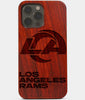Carved Wood Los Angeles Rams iPhone 13 Pro Max Case | Custom LA Rams Gift, Birthday Gift | Personalized Mahogany Wood Cover, Gifts For Him, Monogrammed Gift For Fan | by Engraved In Nature
