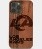Carved Wood Los Angeles Rams iPhone 13 Pro Max Case | Custom LA Rams Gift, Birthday Gift | Personalized Mahogany Wood Cover, Gifts For Him, Monogrammed Gift For Fan | by Engraved In Nature