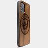 Best Wood Manchester City F.C. iPhone 13 Pro Max Case | Custom Manchester City F.C. Gift | Walnut Wood Cover - Engraved In Nature