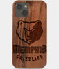 Carved Wood Memphis Grizzlies iPhone 13 Case | Custom Memphis Grizzlies Gift, Birthday Gift | Personalized Mahogany Wood Cover, Gifts For Him, Monogrammed Gift For Fan | by Engraved In Nature