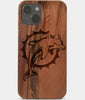 Carved Wood Miami Dolphins iPhone 13 Case | Custom Miami Dolphins Gift, Birthday Gift | Personalized Mahogany Wood Cover, Gifts For Him, Monogrammed Gift For Fan | by Engraved In Nature