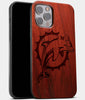 Best Wood Miami Dolphins iPhone 13 Pro Max Case | Custom Miami Dolphins Gift | Mahogany Wood Cover - Engraved In Nature
