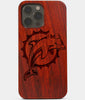 Carved Wood Miami Dolphins iPhone 13 Pro Max Case | Custom Miami Dolphins Gift, Birthday Gift | Personalized Mahogany Wood Cover, Gifts For Him, Monogrammed Gift For Fan | by Engraved In Nature