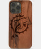 Carved Wood Miami Dolphins iPhone 13 Pro Max Case | Custom Miami Dolphins Gift, Birthday Gift | Personalized Mahogany Wood Cover, Gifts For Him, Monogrammed Gift For Fan | by Engraved In Nature