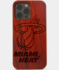 Carved Wood Miami Heat iPhone 13 Pro Max Case | Custom Miami Heat Gift, Birthday Gift | Personalized Mahogany Wood Cover, Gifts For Him, Monogrammed Gift For Fan | by Engraved In Nature