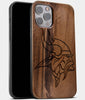 Best Wood Minnesota Vikings iPhone 13 Pro Max Case | Custom Minnesota Vikings Gift | Walnut Wood Cover - Engraved In Nature