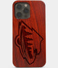Carved Wood Minnesota Wild iPhone 13 Pro Case | Custom Minnesota Wild Gift, Birthday Gift | Personalized Mahogany Wood Cover, Gifts For Him, Monogrammed Gift For Fan | by Engraved In Nature