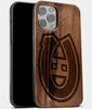 Best Wood Montreal Canadiens iPhone 13 Pro Case | Custom Montreal Canadiens Gift | Walnut Wood Cover - Engraved In Nature