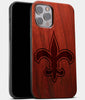 Best Wood New Orleans Saints iPhone 13 Pro Max Case | Custom New Orleans Saints Gift | Mahogany Wood Cover - Engraved In Nature