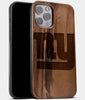 Best Wood New York Giants iPhone 13 Pro Max Case | Custom NY Giants Gift | Walnut Wood Cover - Engraved In Nature