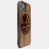 Best Wood New York Islanders iPhone 13 Pro Max Case | Custom NY Islanders Gift | Walnut Wood Cover - Engraved In Nature