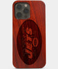 Carved Wood New York Jets iPhone 13 Pro Max Case | Custom NY Jets Gift, Birthday Gift | Personalized Mahogany Wood Cover, Gifts For Him, Monogrammed Gift For Fan | by Engraved In Nature