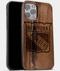 Best Wood New York Rangers iPhone 13 Pro Max Case | Custom NY Rangers Gift | Walnut Wood Cover - Engraved In Nature