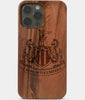 Carved Wood Newcastle United F.C. iPhone 13 Pro Max Case | Custom Newcastle United F.C. Gift, Birthday Gift | Personalized Mahogany Wood Cover, Gifts For Him, Monogrammed Gift For Fan | by Engraved In Nature