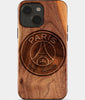 Eco-friendly Paris Saint Germain FC iPhone 15 Plus Case - Carved Wood Custom Paris Saint Germain FC Gift For Him - Monogrammed Personalized iPhone 15 Plus Cover By Engraved In Nature