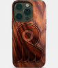 Eco-friendly Philadelphia Flyers iPhone 14 Pro Case - Carved Wood Custom Philadelphia Flyers Gift For Him - Monogrammed Personalized iPhone 14 Pro Cover By Engraved In Nature