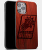 Best Wood Phoenix Suns iPhone 13 Pro Max Case | Custom Phoenix Suns Gift | Mahogany Wood Cover - Engraved In Nature