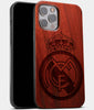 Best Wood Real Madrid C.F. iPhone 13 Pro Max Case | Custom Real Madrid C.F. Gift | Mahogany Wood Cover - Engraved In Nature