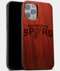 Best Wood San Antonio Spurs iPhone 13 Pro Max Case | Custom San Antonio Spurs Gift | Mahogany Wood Cover - Engraved In Nature