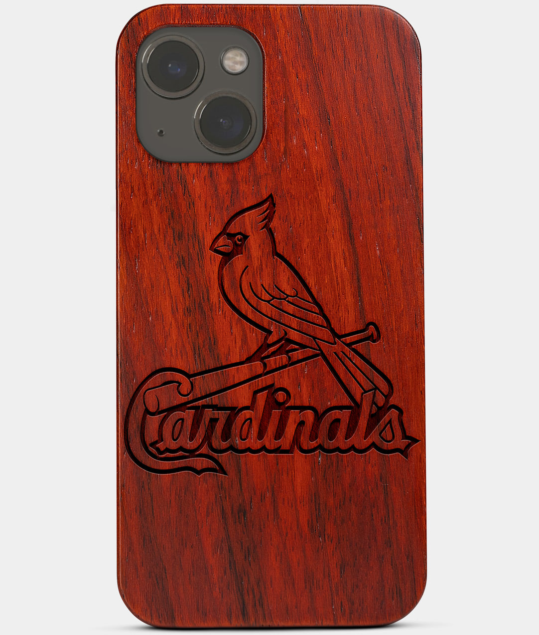 Wood St Louis Cardinals iPhone 13 Case | Custom St Louis Cardinals Gift |  Mahogany Wood Cover
