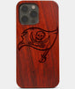 Carved Wood Tampa Bay Buccaneers iPhone 13 Pro Max Case | Custom Tampa Bay Buccaneers Gift, Birthday Gift | Personalized Mahogany Wood Cover, Gifts For Him, Monogrammed Gift For Fan | by Engraved In Nature