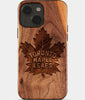 Eco-friendly Toronto Maple Leafs iPhone 15 Case - Carved Wood Custom Toronto Maple Leafs Gift For Him - Monogrammed Personalized iPhone 15 Cover By Engraved In Nature