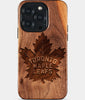 Eco-friendly Toronto Maple Leafs iPhone 15 Pro Case - Carved Wood Custom Toronto Maple Leafs Gift For Him - Monogrammed Personalized iPhone 15 Pro Cover By Engraved In Nature