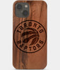 Carved Wood Toronto Raptors iPhone 13 Case | Custom Toronto Raptors Gift, Birthday Gift | Personalized Mahogany Wood Cover, Gifts For Him, Monogrammed Gift For Fan | by Engraved In Nature