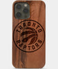 Carved Wood Toronto Raptors iPhone 13 Pro Max Case | Custom Toronto Raptors Gift, Birthday Gift | Personalized Mahogany Wood Cover, Gifts For Him, Monogrammed Gift For Fan | by Engraved In Nature