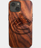 Eco-friendly Vancouver Canucks iPhone 14 Case - Carved Wood Custom Vancouver Canucks Gift For Him - Monogrammed Personalized iPhone 14 Cover By Engraved In Nature
