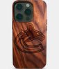 Eco-friendly Vancouver Canucks iPhone 14 Pro Case - Carved Wood Custom Vancouver Canucks Gift For Him - Monogrammed Personalized iPhone 14 Pro Cover By Engraved In Nature