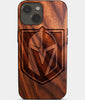Eco-friendly Vegas Golden Knights iPhone 14 Plus Case - Carved Wood Custom Vegas Golden Knights Gift For Him - Monogrammed Personalized iPhone 14 Plus Cover By Engraved In Nature