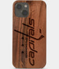 Carved Wood Washington Capitals iPhone 13 Case | Custom Washington Capitals Gift, Birthday Gift | Personalized Mahogany Wood Cover, Gifts For Him, Monogrammed Gift For Fan | by Engraved In Nature
