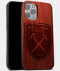 Best Wood West Ham United F.C. iPhone 13 Pro Max Case | Custom West Ham United F.C. Gift | Mahogany Wood Cover - Engraved In Nature