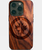 Eco-friendly Winnipeg Jets iPhone 14 Pro Case - Carved Wood Custom Winnipeg Jets Gift For Him - Monogrammed Personalized iPhone 14 Pro Cover By Engraved In Nature
