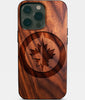 Eco-friendly Winnipeg Jets iPhone 14 Pro Max Case - Carved Wood Custom Winnipeg Jets Gift For Him - Monogrammed Personalized iPhone 14 Pro Max Cover By Engraved In Nature