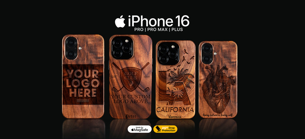 Best Wood Personalized iPhone 16 Pro Max Case - Eco Friendly Wooden MagSafe Carved iPhone 16 Cover - Company iPhone Cases Wood Accessories - Biodegradable Mous, Pela, Casetify, OtterBox iPhone Cover Alternative - Biodegradable Compostable Phone Case - Design Your Own Case - Best 2025 iPhone Cases - Custom Engraved Birthday Gift - Custom Anime Gaming iPhone 16 Plus Cases - Custom Apple iPhone Christmas Gift 