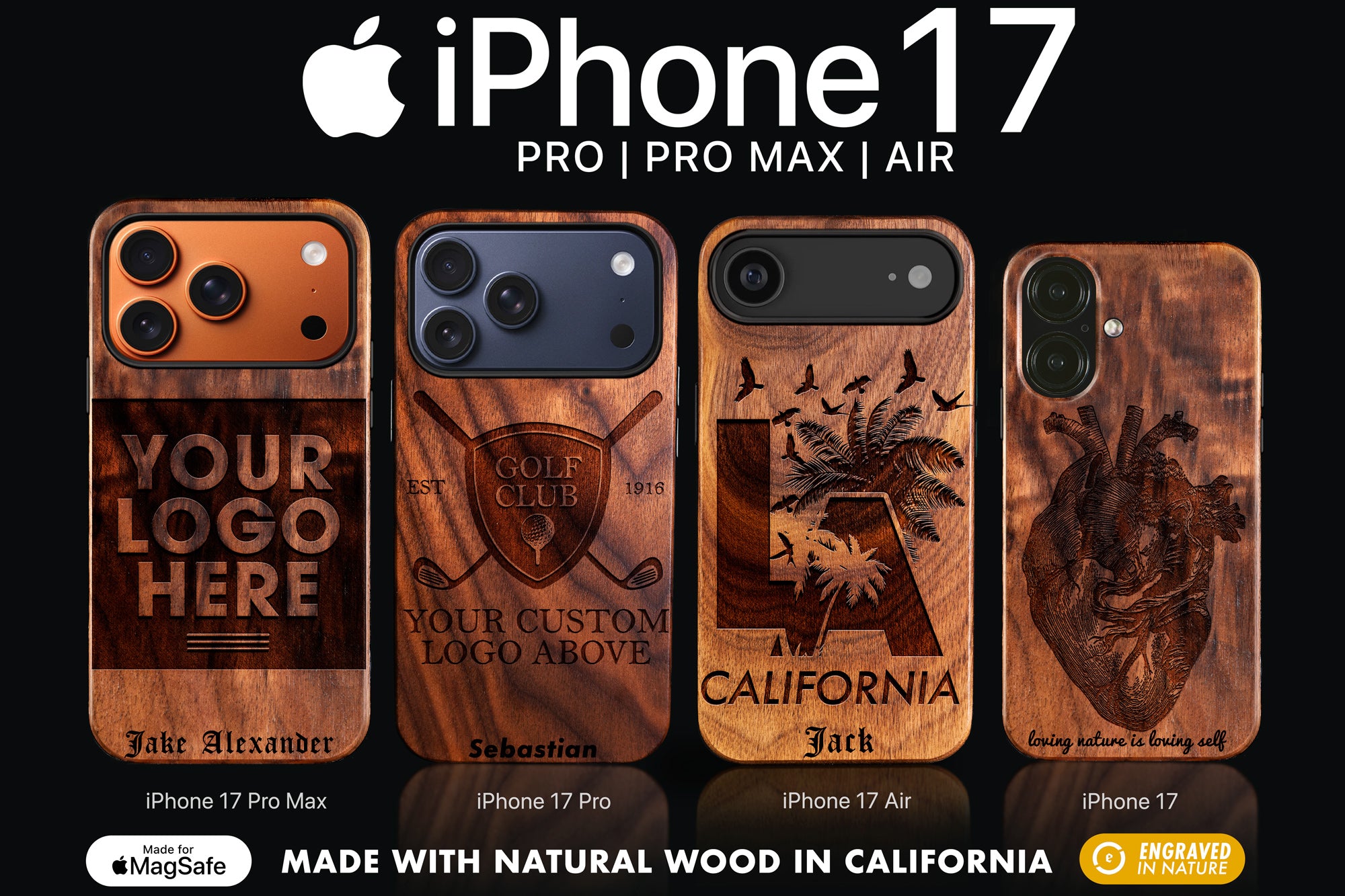 Wood Personalized iPhone 17 Pro Max Case - Custom Eco Friendly Wooden MagSafe Carved iPhone 17 Pro Max Cover, iPhone 17 Air. Company Event Gifts, iPhone Cases Wood Accessories - Made By Engraved In Nature, Biodegradable Mous, Pela, Casetify, Toast, Alto Collective, Wudn, Carved, Kerf, Kenway, Komodoty, Grovemade, Bewood, Moment, Woodgraw, Woodcessories, Pono Wood, KoaWood, Caseyard, Kasemakers, engraversdungeom, OtterBox iPhone Cover Alternative - Biodegradable Compostable Phone Case - Design Your Own Case - Best 2026 iPhone Cases - Custom Engraved Birthday Gift - Custom Anime Gaming iPhone 17 Pro Max Cases - Custom Apple iPhone Christmas Gift - Birthday Gifts for Apple iPhone enthusiasts