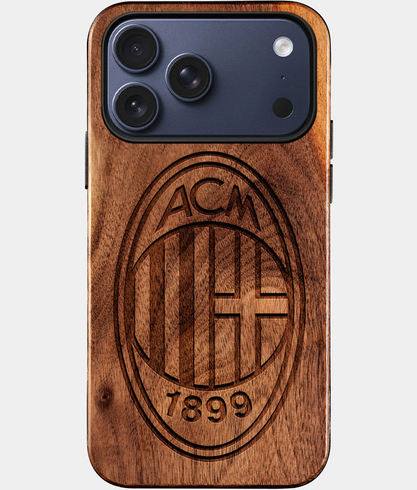 Custom A.C. Milan iPhone 17/17 Pro/17 Pro Max/17 Air Case - Wood A.C. Milan Cover - Eco-friendly AC Milan iPhone 17 Case - Carved Wood Custom AC Milan Gift For Him - Monogrammed Personalized iPhone 17 Cover By Engraved In Nature
