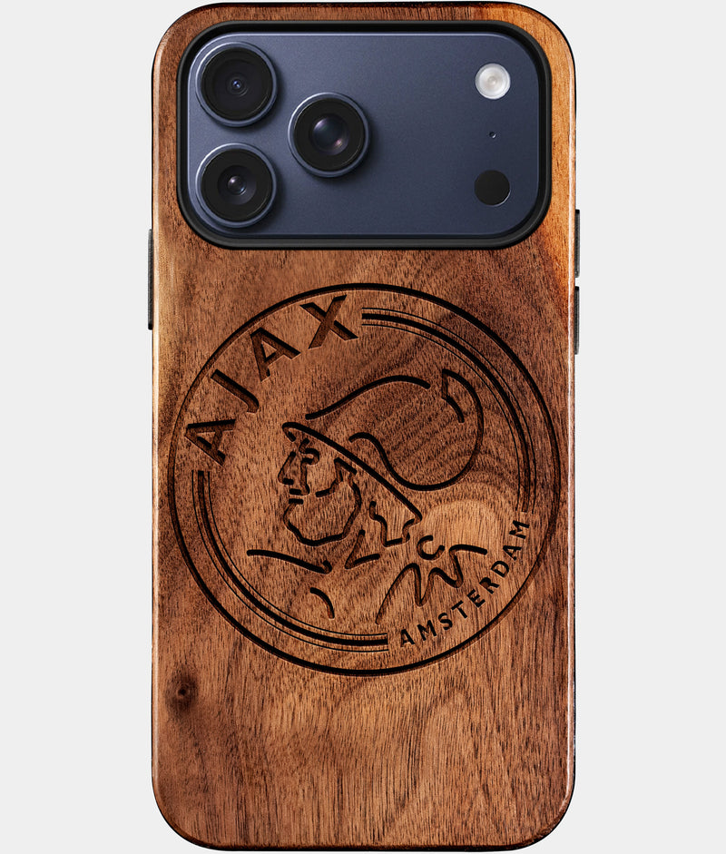 Eco-friendly AFC Ajax iPhone 17 Pro Case - Carved Wood Custom AFC Ajax Gift For Him - Monogrammed Personalized iPhone 17 Pro Cover By Engraved In Nature