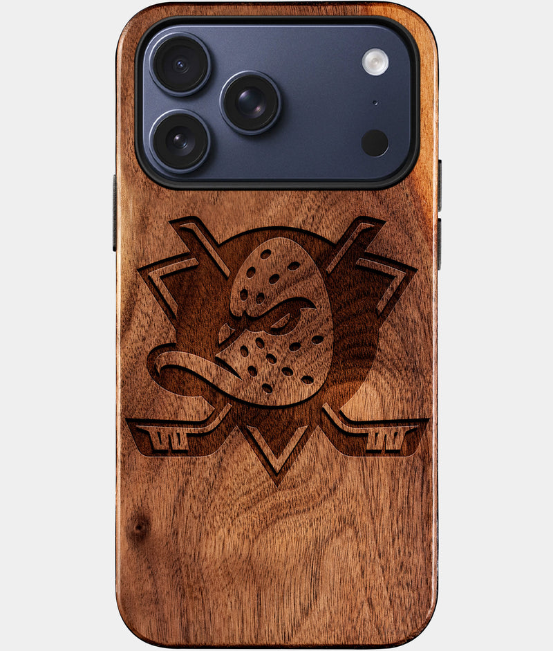 Custom Anaheim Ducks iPhone 17/17 Pro/17 Pro Max/17 Air Case - Wood Anaheim Ducks Cover - Eco-friendly Anaheim Ducks iPhone 17 Case - Carved Wood Custom Anaheim Ducks Gift For Him - Monogrammed Personalized iPhone 17 Cover By Engraved In Nature