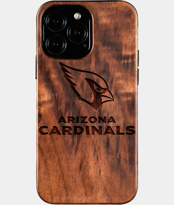 Custom Arizona Cardinals iPhone 16/16 Pro/16 Pro Max/16 Plus Case - Wood Arizona Cardinals Cover - Eco-friendly Arizona Cardinals iPhone 16 Case - Carved Wood Custom Arizona Cardinals Gift For Him - Monogrammed Personalized iPhone 16 Cover By Engraved In Nature