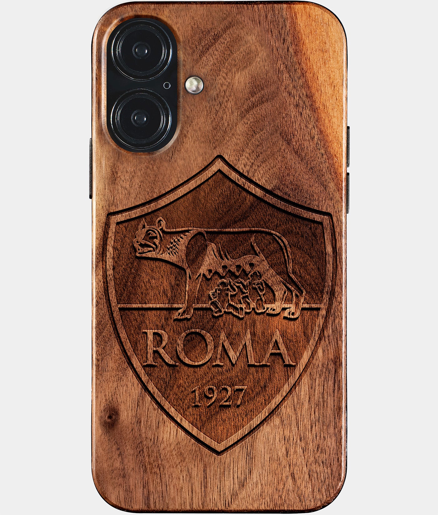 Eco-friendly AS Roma iPhone 17 Case - Carved Wood Custom AS Roma Gift For Him - Monogrammed Personalized iPhone 17 Cover By Engraved In Nature