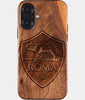 Eco-friendly AS Roma iPhone 17 Case - Carved Wood Custom AS Roma Gift For Him - Monogrammed Personalized iPhone 17 Cover By Engraved In Nature