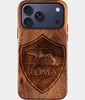 Custom A.S. Roma iPhone 17/17 Pro/17 Pro Max/17 Air Case - Wood A.S. Roma Cover - Eco-friendly AS Roma iPhone 17 Case - Carved Wood Custom AS Roma Gift For Him - Monogrammed Personalized iPhone 17 Cover By Engraved In Nature