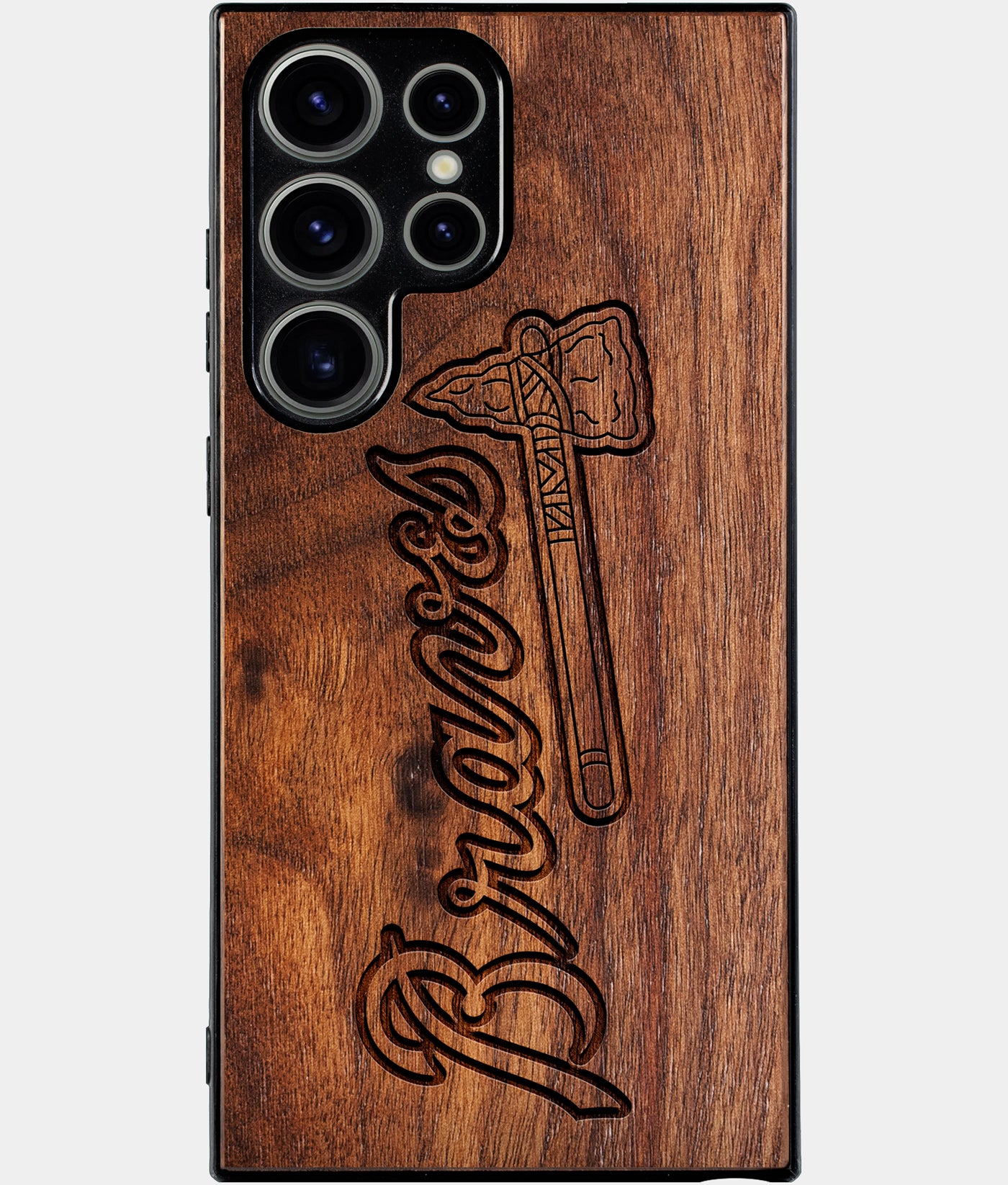 Best Wood Atlanta Braves Samsung Galaxy S25 Ultra Case - Custom Engraved Cover - Engraved In Nature