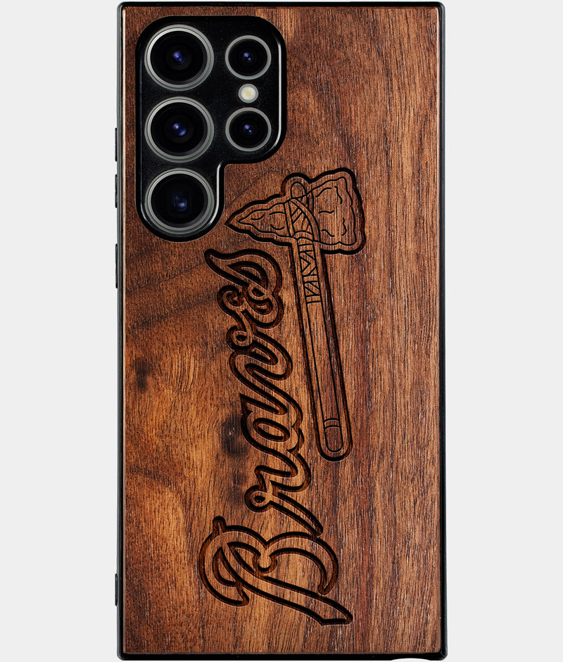 Best Wood Atlanta Braves Samsung Galaxy S25 Ultra Case - Custom Engraved Cover - Engraved In Nature