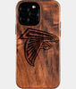 Custom Atlanta Falcons iPhone 16/16 Pro/16 Pro Max/16 Plus Case - Wood Falcons Cover - Eco-friendly Atlanta Falcons iPhone 16 Case - Carved Wood Custom Atlanta Falcons Gift For Him - Monogrammed Personalized iPhone 16 Cover By Engraved In Nature